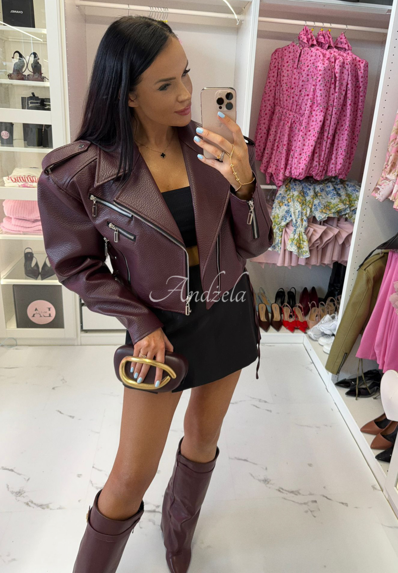 La Milla Really Notice maroon leather ramones jacket