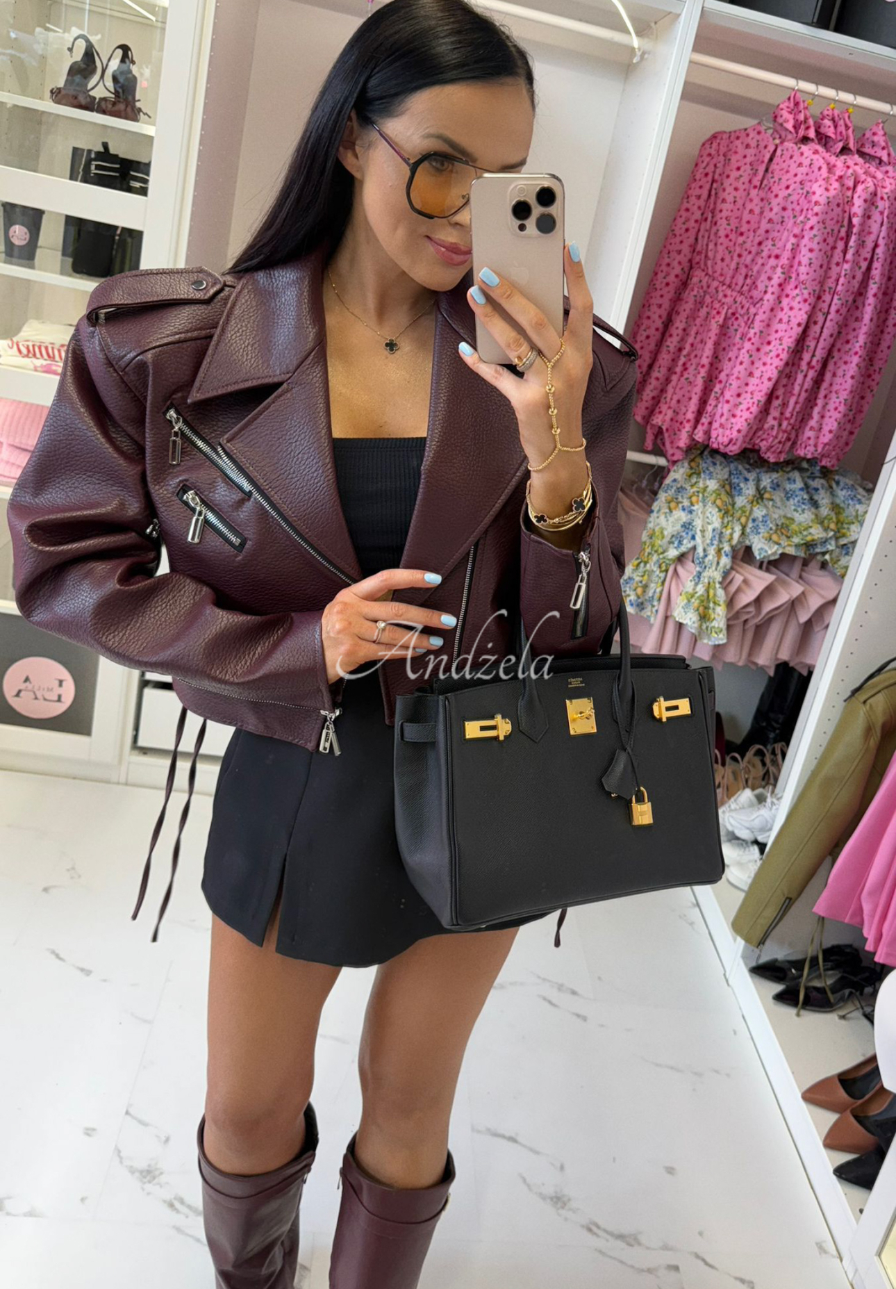 La Milla Really Notice maroon leather ramones jacket