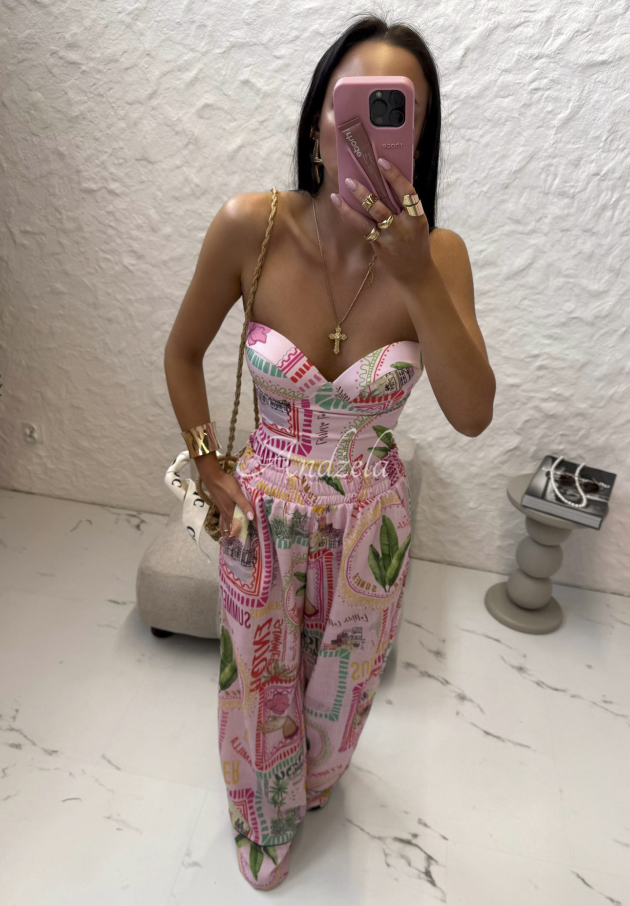 Body kostium kąpielowy we wzory La Milla Sunbathing Today różowy