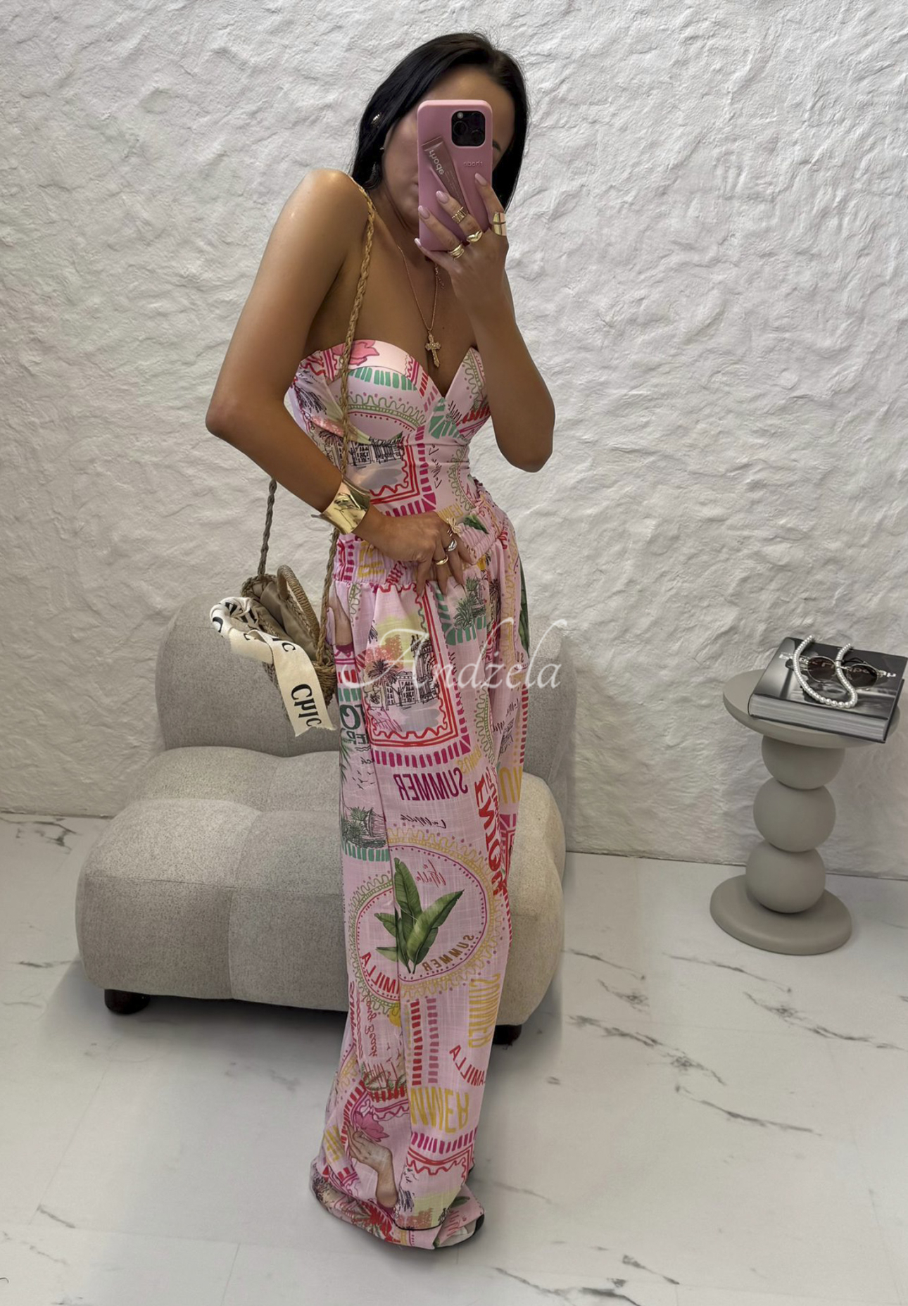 La Milla Sunbathing Today patterned swimsuit body pink