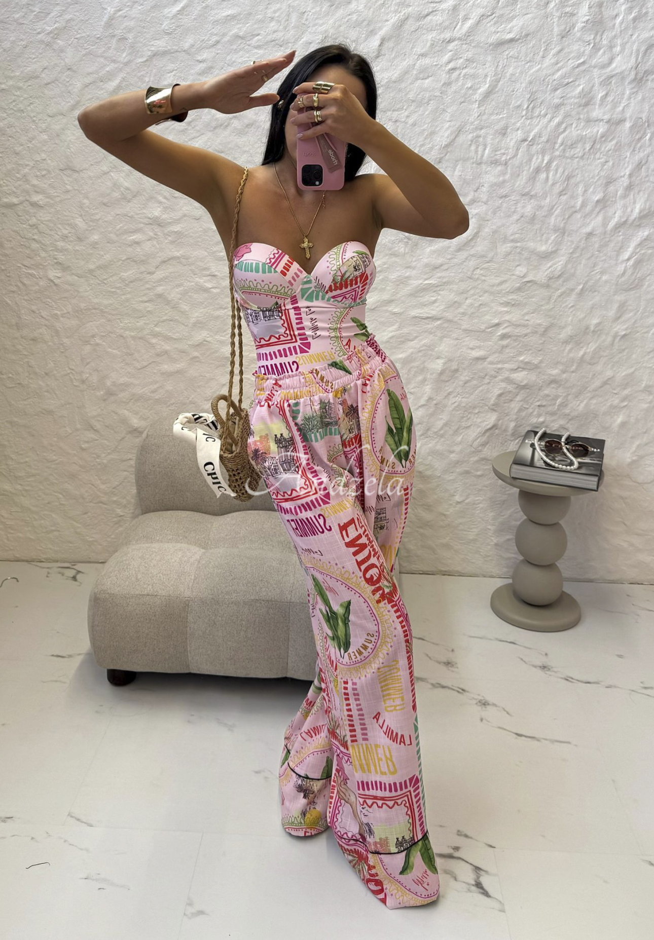 Body kostium kąpielowy we wzory La Milla Sunbathing Today różowy