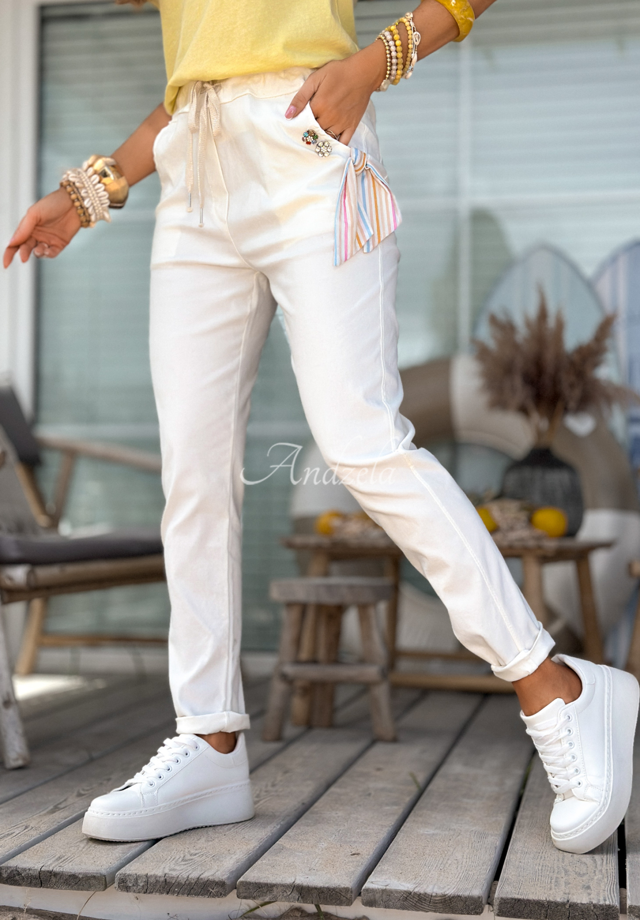 Victory Leap viscose pants ecru