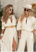 Koszula z haftami boho Prettiest Sunsets beżowa