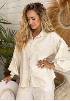 Koszula z haftami boho Prettiest Sunsets beżowa