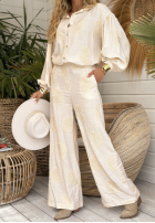 Spodnie z haftami boho Prettiest Sunsets beżowe