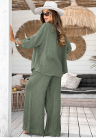 Lniana bluzka z kwiatami Summer Dream khaki