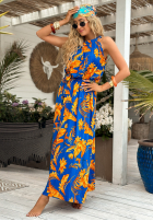 Wzorzysta sukienka Hawaiian Road niebiesko-żółta