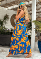 Wzorzysta sukienka Hawaiian Road niebiesko-żółta