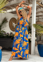 Wzorzysta sukienka Hawaiian Road niebiesko-żółta