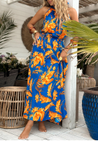 Wzorzysta sukienka Hawaiian Road niebiesko-żółta