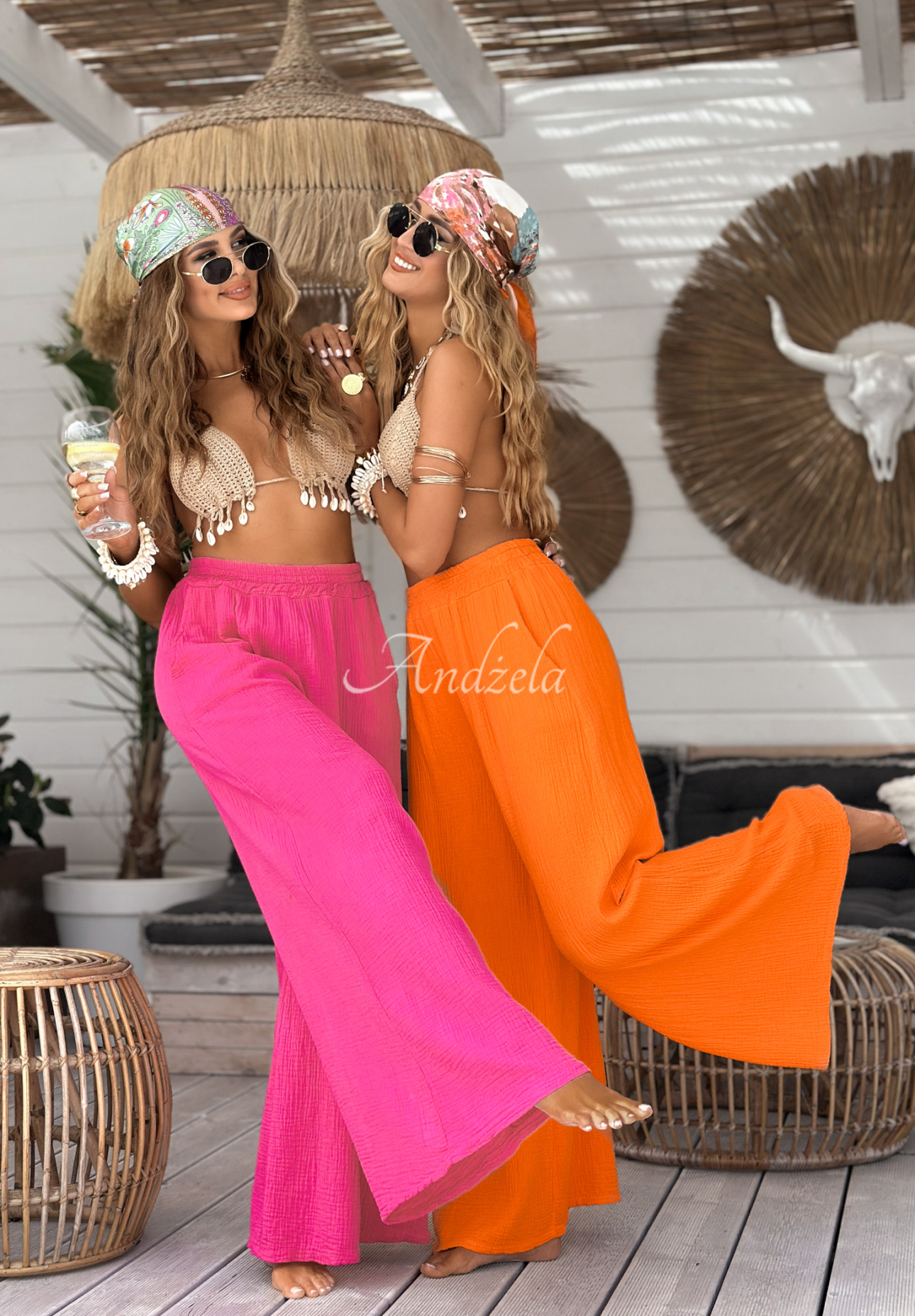 Muslin wide leg pants Paradise Bay orange