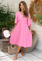 Muślinowa sukienka Make Me Hapy różowa