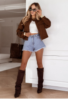 Skórzana kurtka Warm Latte czekoladowa