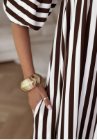 Sukienka hiszpanka w paski Buena Vista biało-czekoladowa