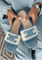 Jeansowe klapki Beach Walks niebieskie