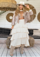 Spódnica maxi z falbankami Every Twirl beżowa