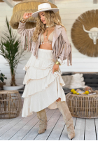 Spódnica maxi z falbankami Every Twirl beżowa