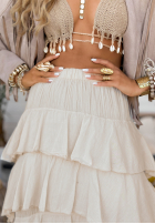 Spódnica maxi z falbankami Every Twirl beżowa