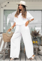 Komplet T-shirt i spodnie wide leg Wind Whispers biały