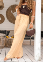 Wiskozowe spodnie wide leg The Neverland waniliowe