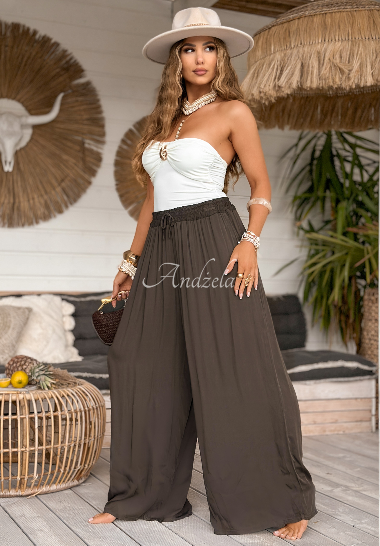 Seashell Shimmer strapless top ecru