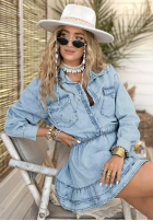 Jeansowa sukienka z falbankami Life Goes On niebieska