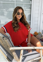 Komplet T-shirt i krótkie spodenki Sporty Vibes czerwony