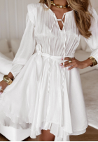 Szyfonowa sukienka z paskiem White Lotus biała