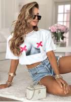 T-shirt z nadrukiem MC Do Not Look biały