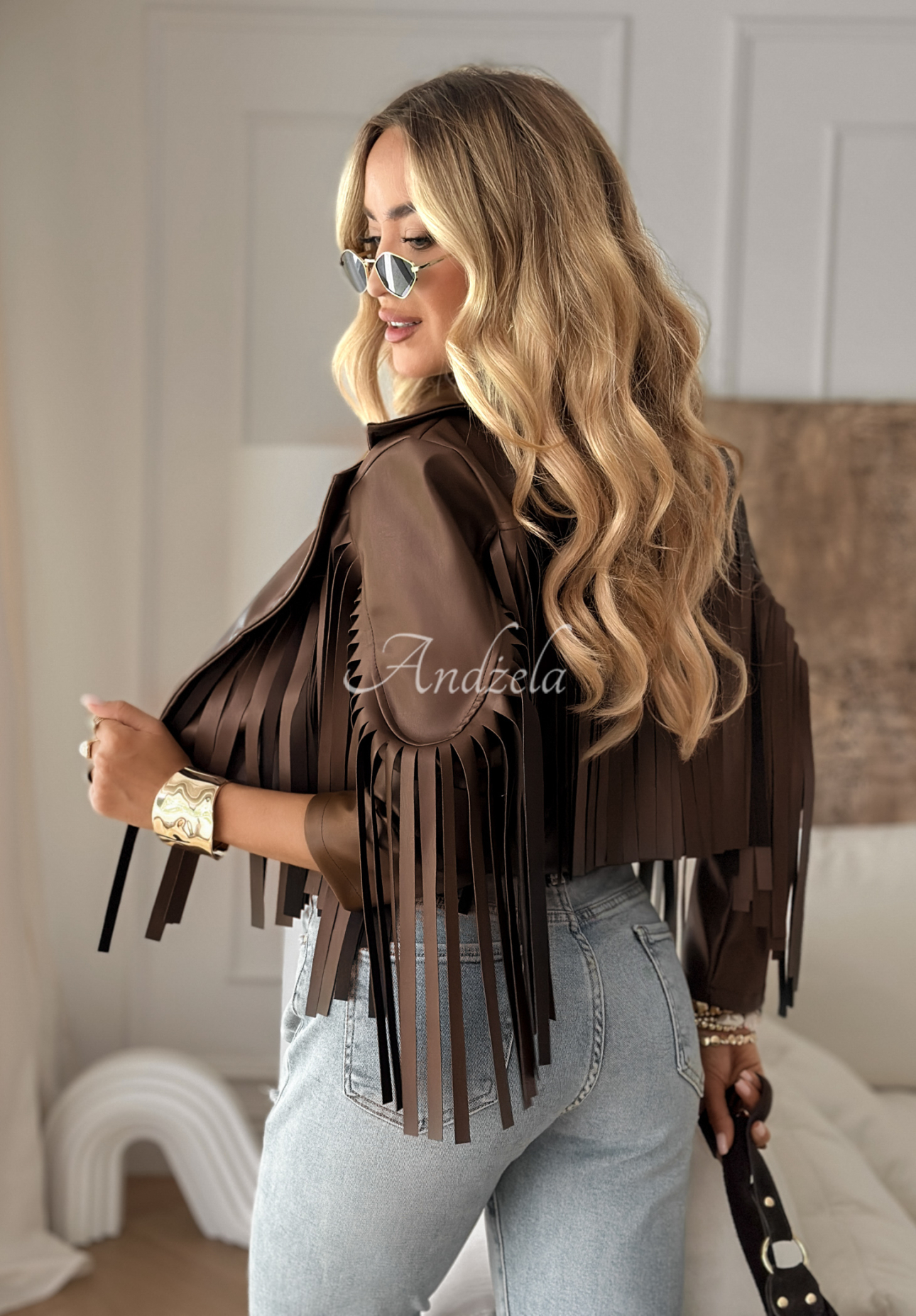 Big City Events fringed leather ramones with tassels chocolate
