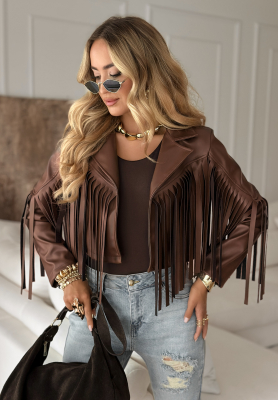 Big City Events fringed leather ramones with tassels chocolate