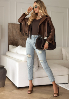 Spodnie jeansowe z przetarciami With Purpose jasnoniebieskie