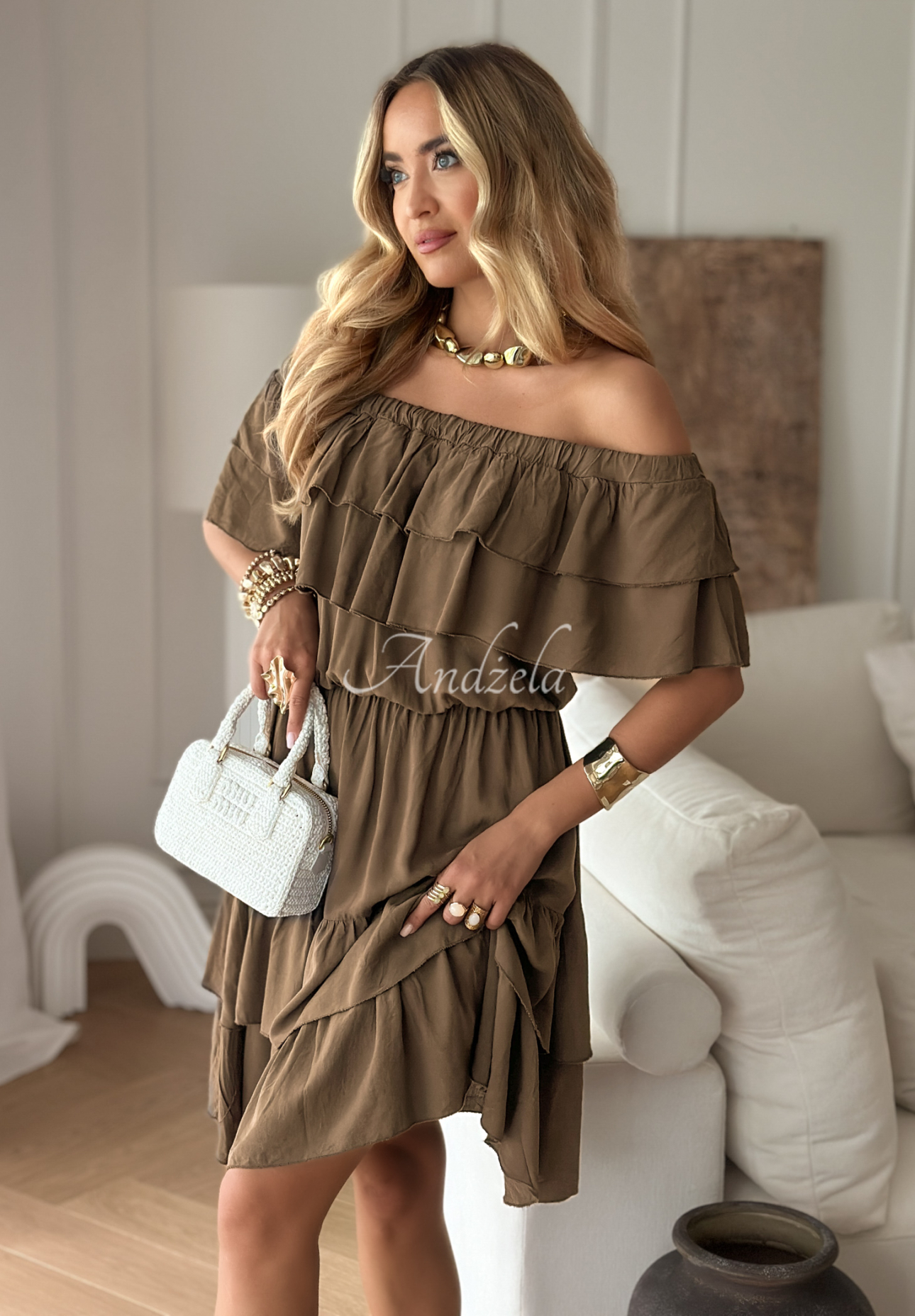 Viscose Spanish dress with ruffles Ormond Beach chocolate