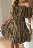 Sukienka hiszpanka z falbankami Ormond Beach czekoladowa