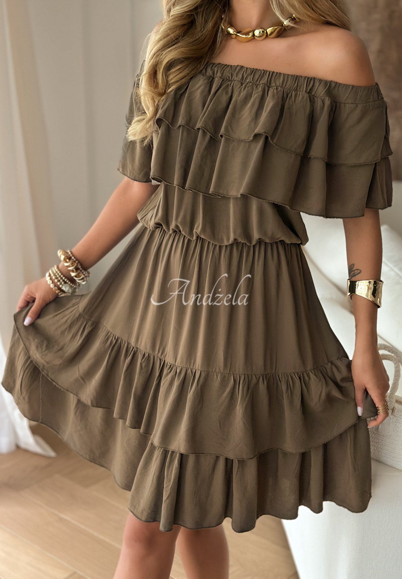 Viscose Spanish dress with ruffles Ormond Beach chocolate