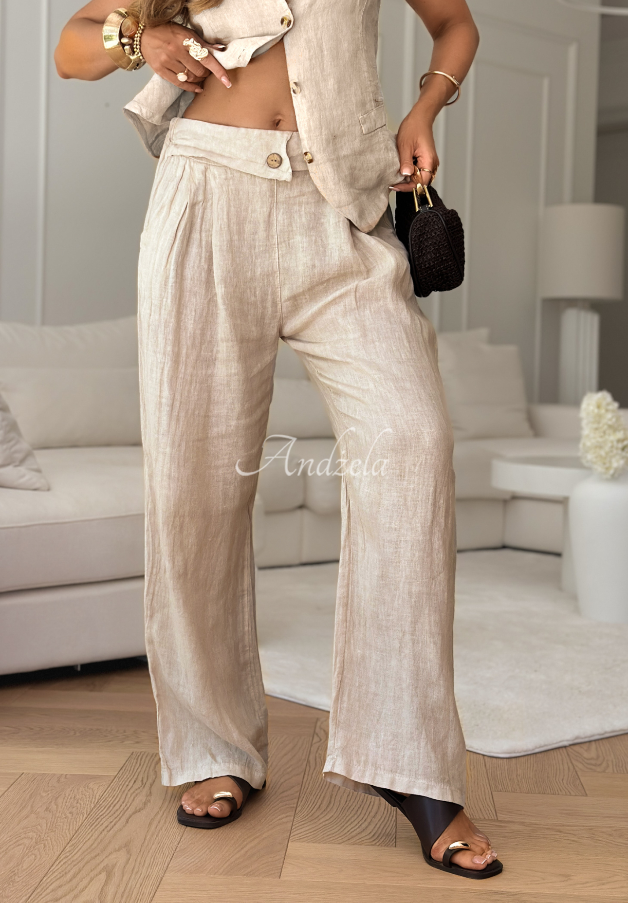 Sun Oasis beige linen pants