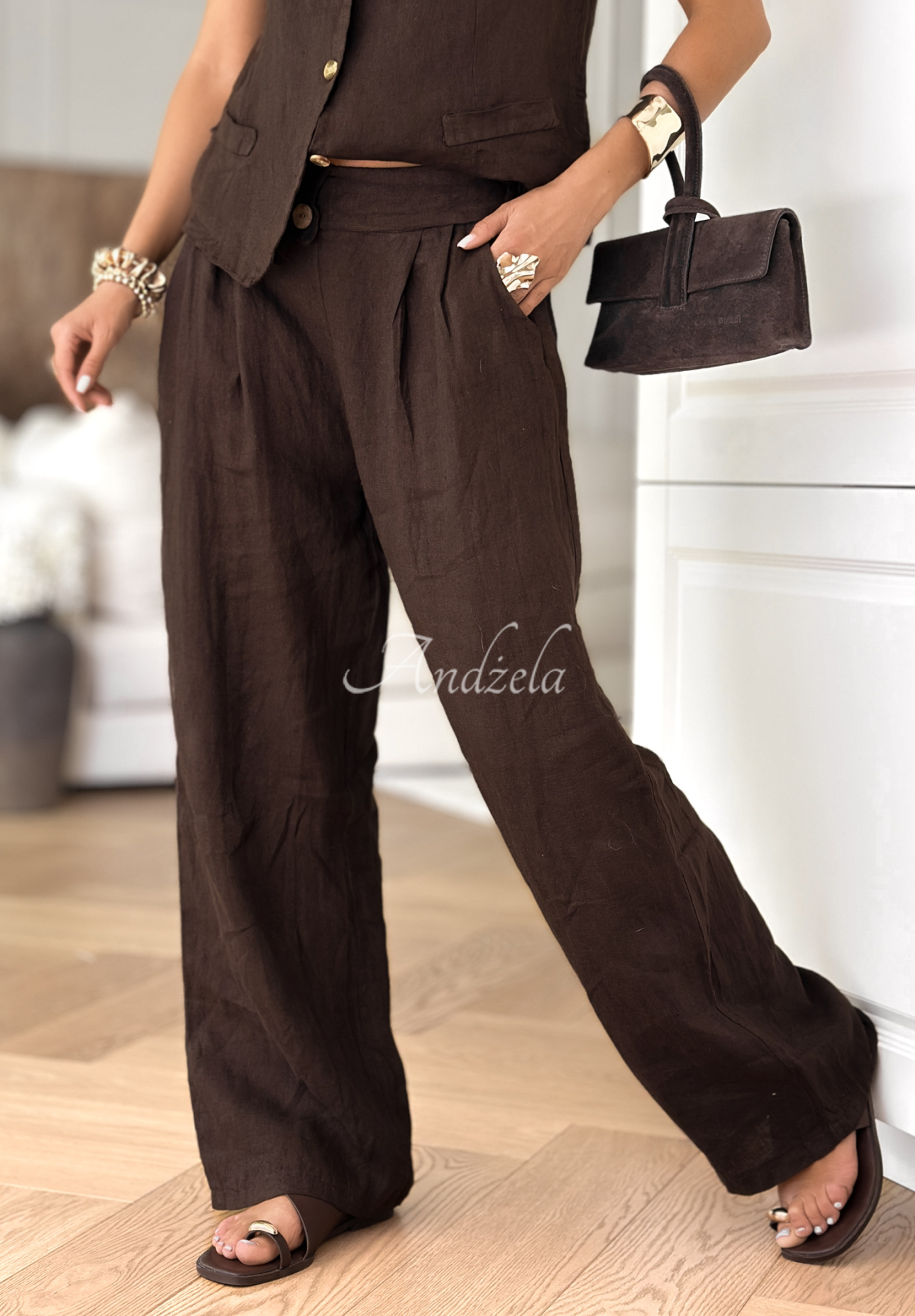 Sun Oasis chocolate linen pants