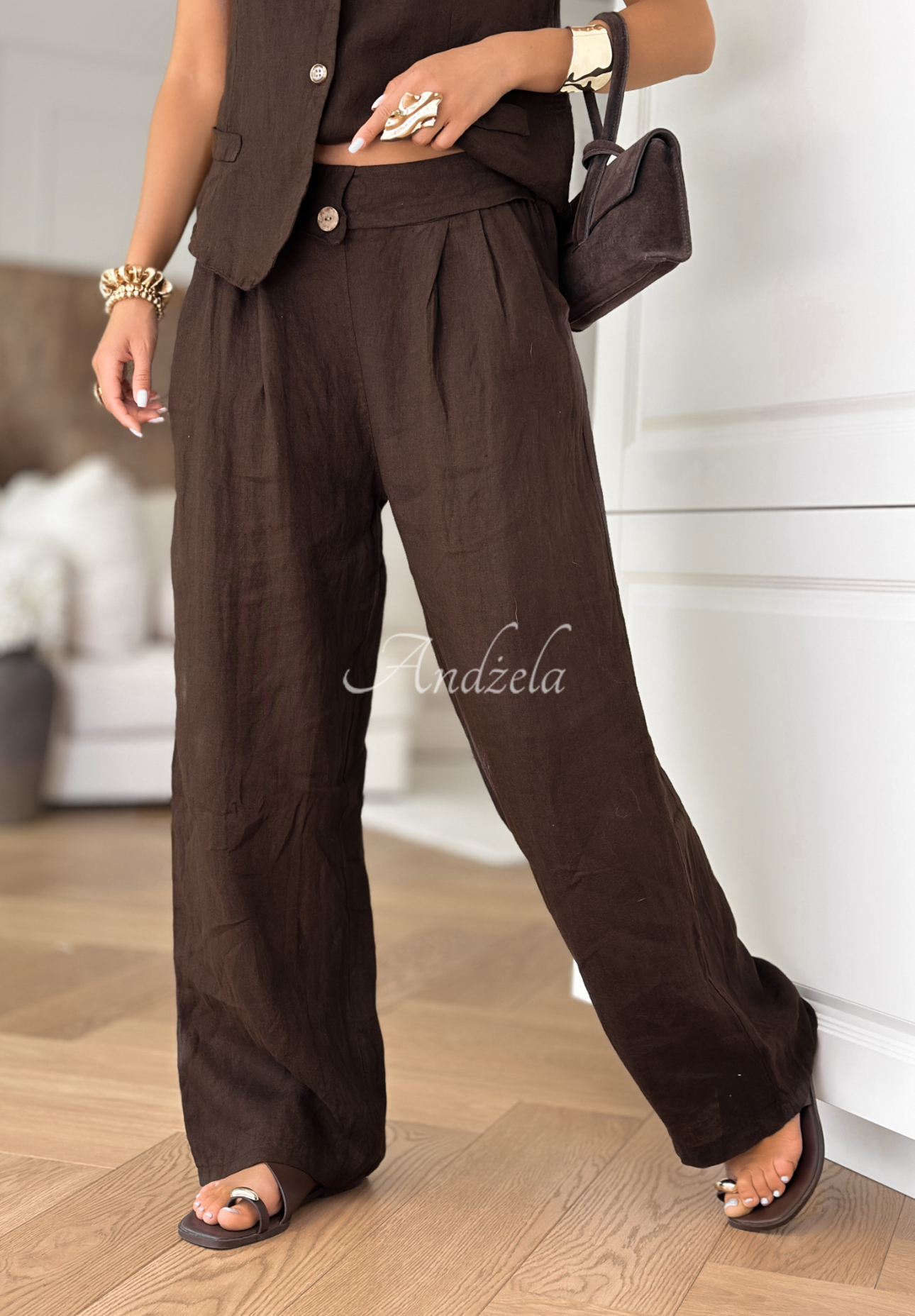 Sun Oasis chocolate linen pants