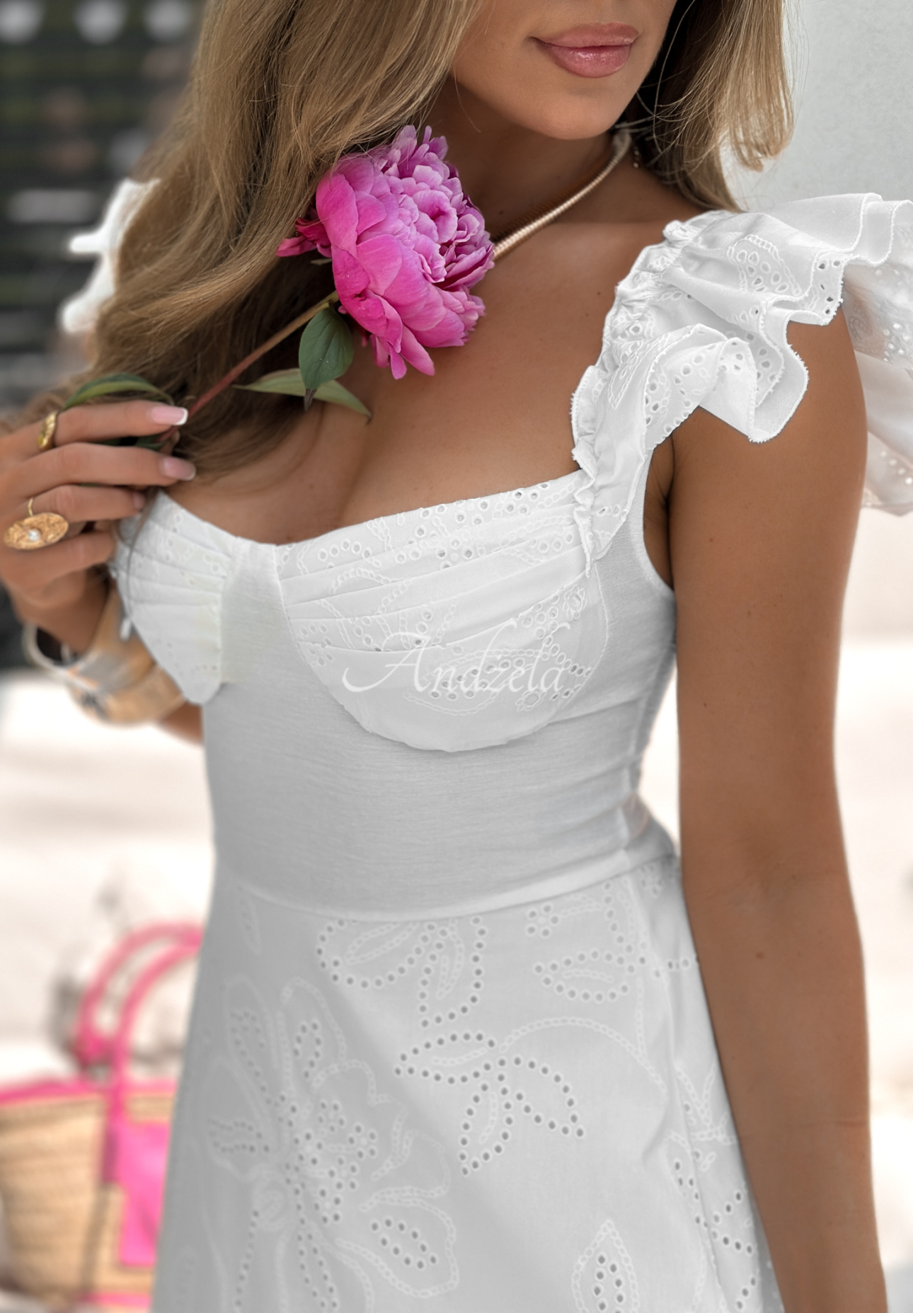 Palm Beaches white openwork boho dress