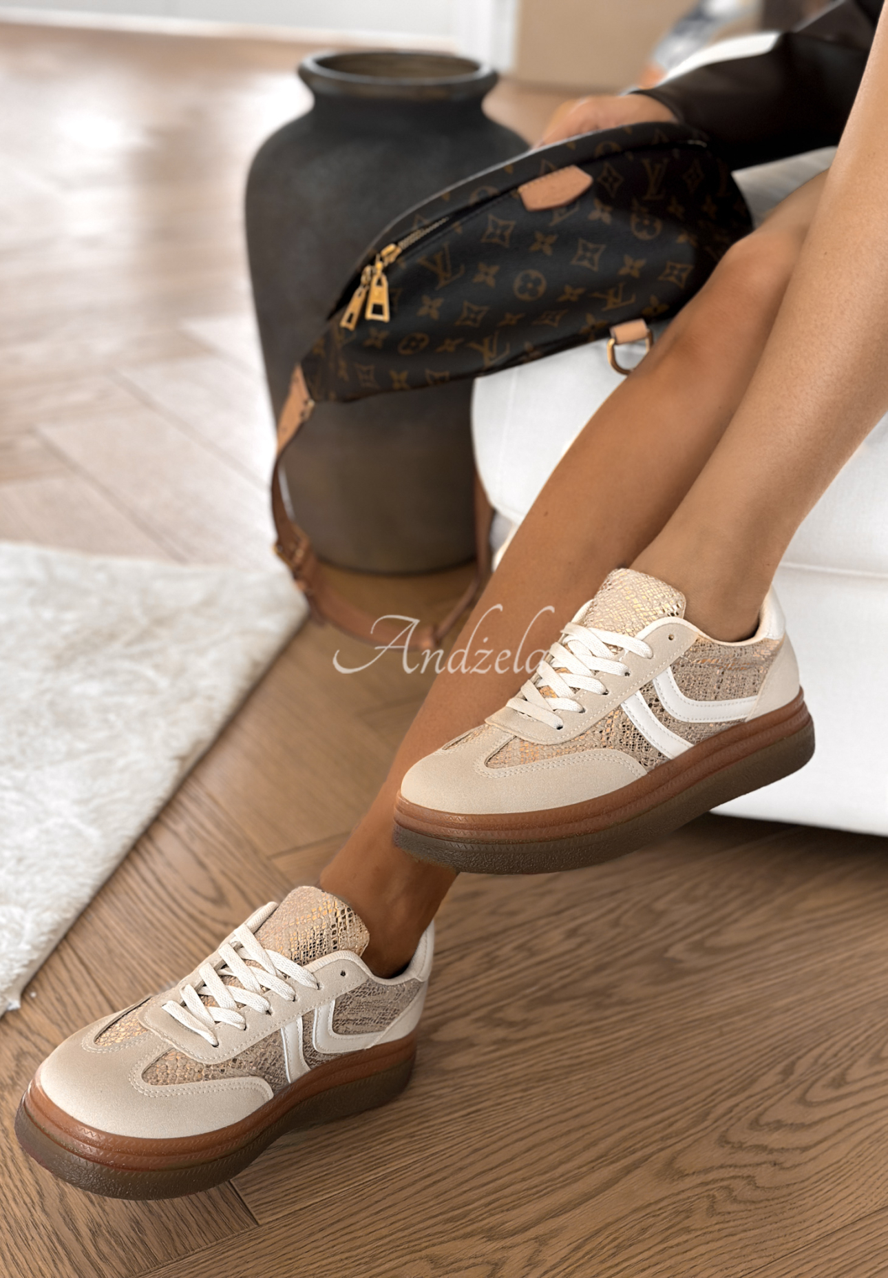 Flexi Feet beige animal print sneakers