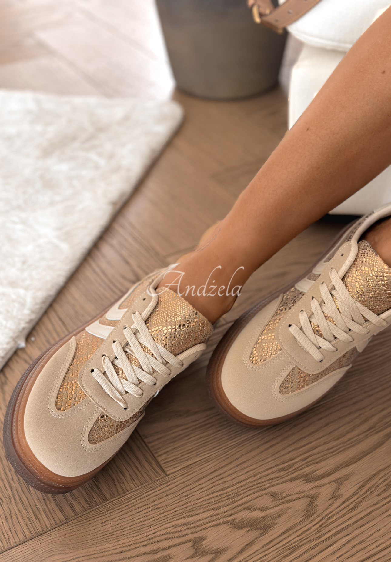 Flexi Feet beige animal print sneakers