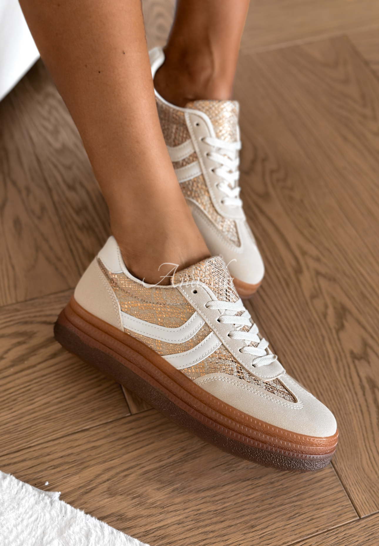 Flexi Feet beige animal print sneakers