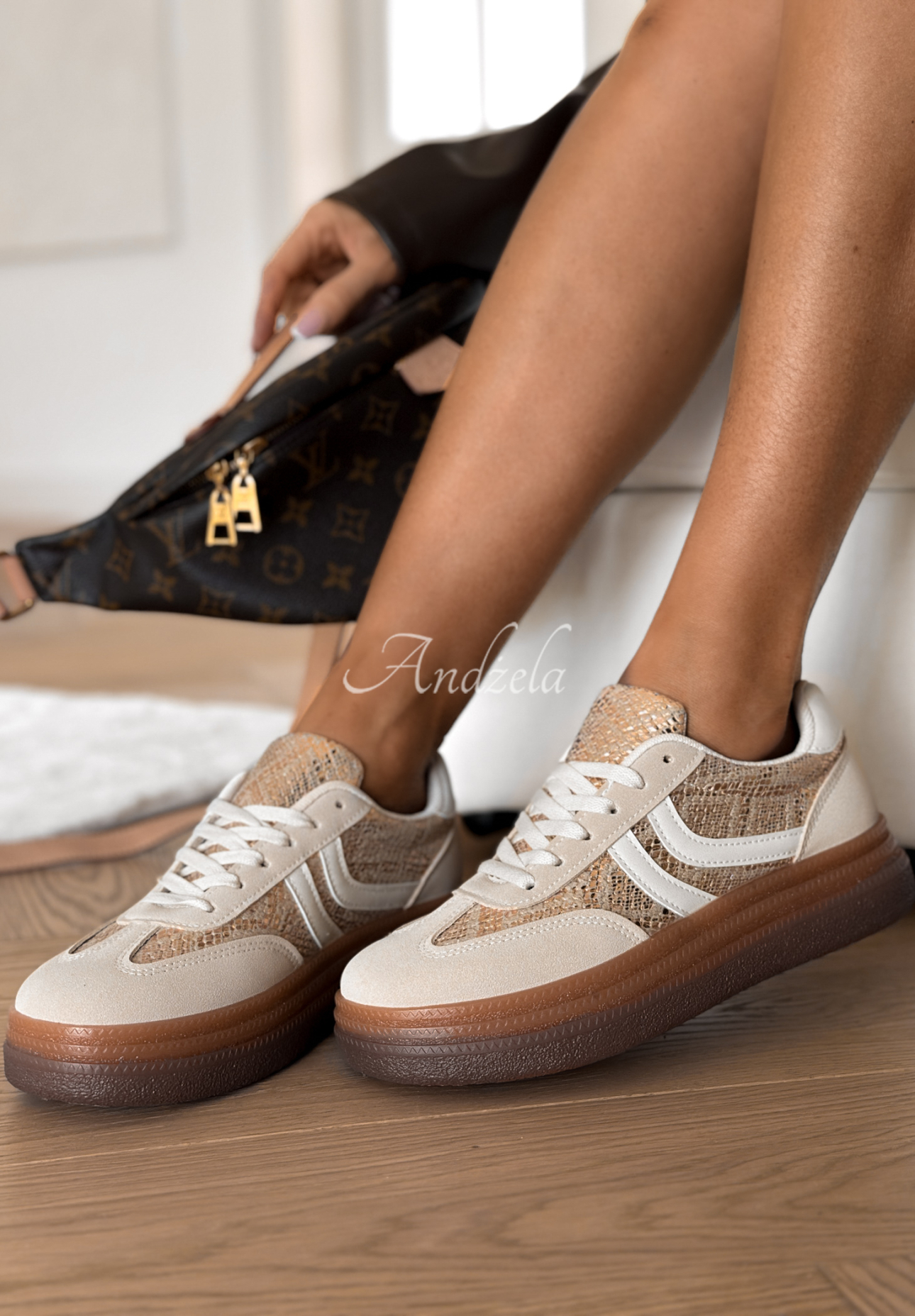 Flexi Feet beige animal print sneakers