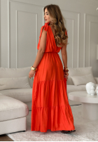 Wiskozowa sukienka maxi na ramiączkach Summerville pomarańczowa