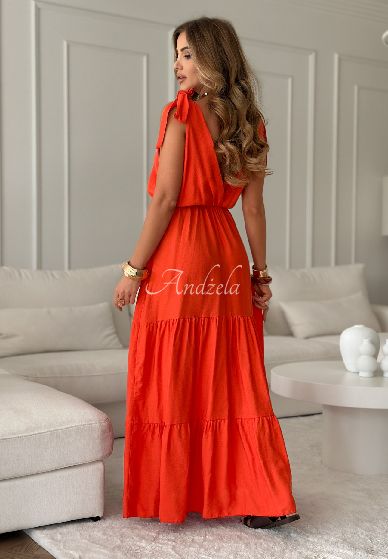 Strapless viscose maxi dress Summerville orange