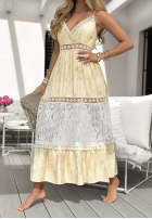 Sukienka na ramiączkach z koronką boho Seaside Breeze beżowa