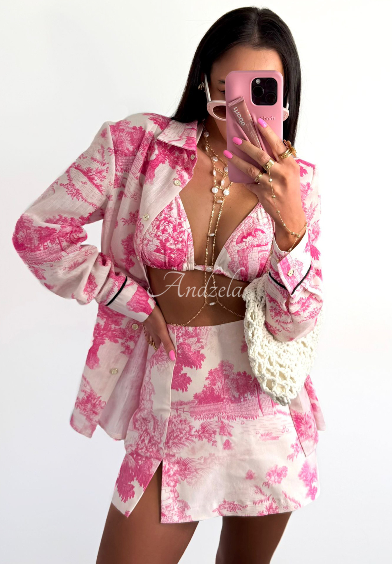 Wiskozowa koszula we wzory La Milla Dreamy Places różowa