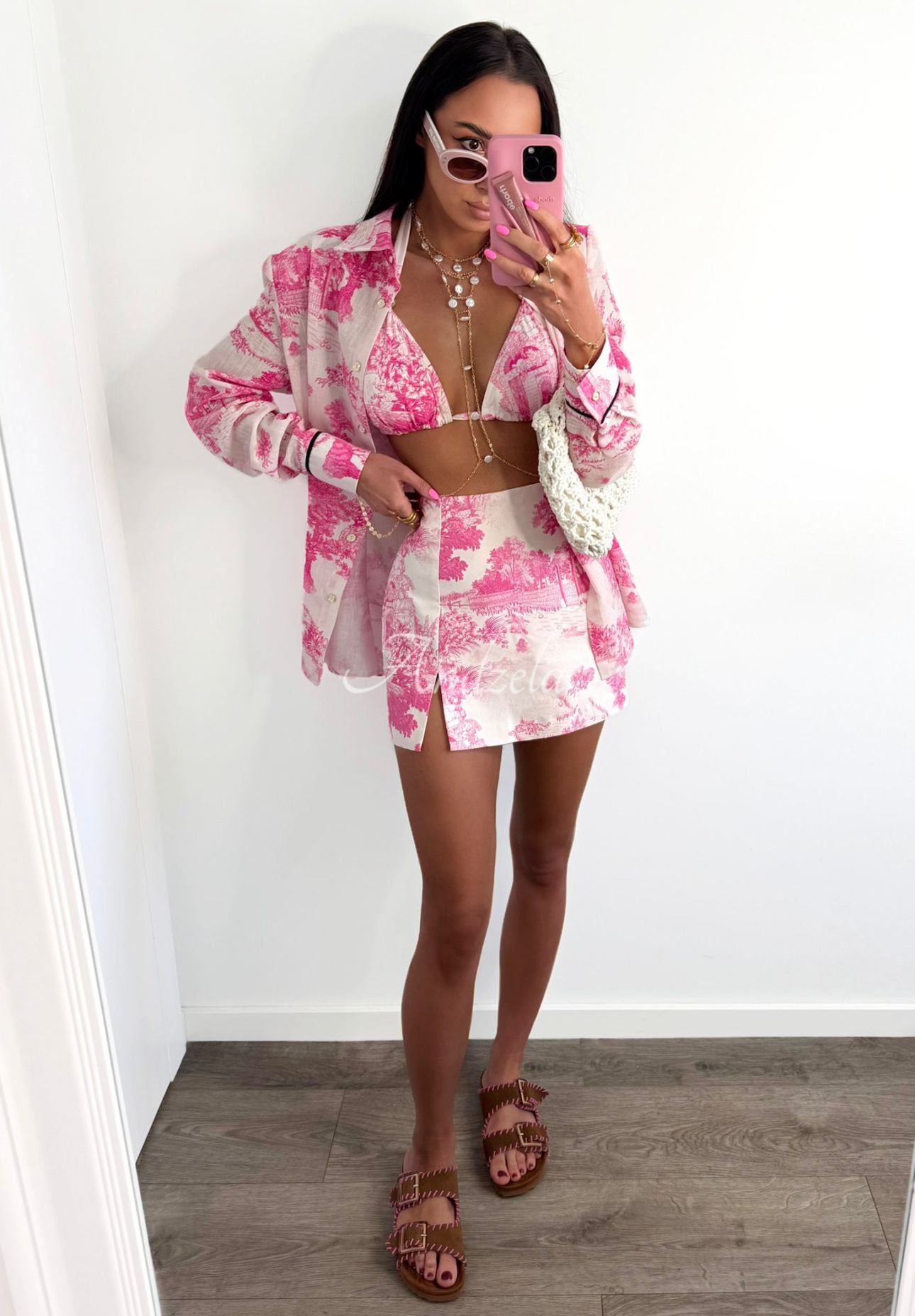 Wiskozowa koszula we wzory La Milla Dreamy Places różowa