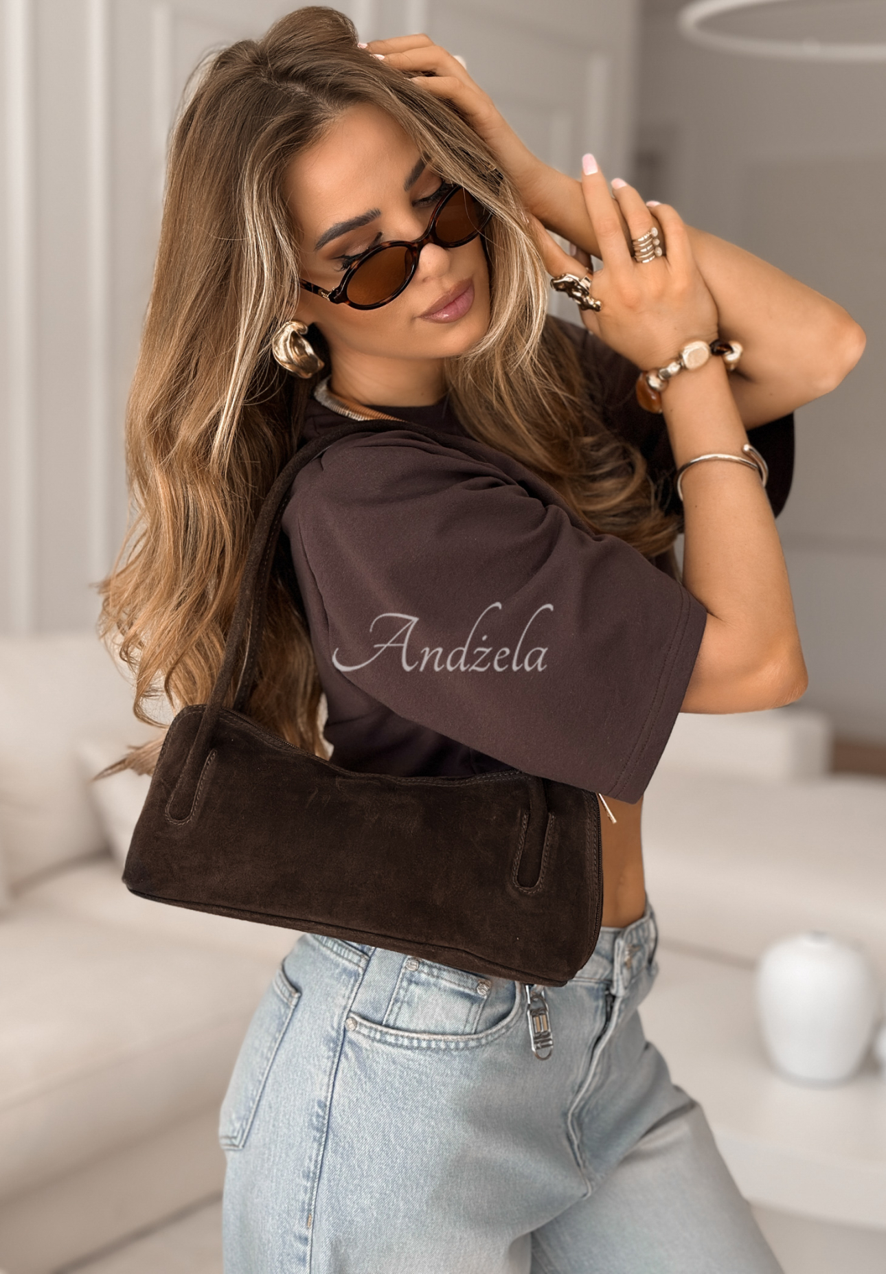 Feel The Freedom chocolate suede handbag