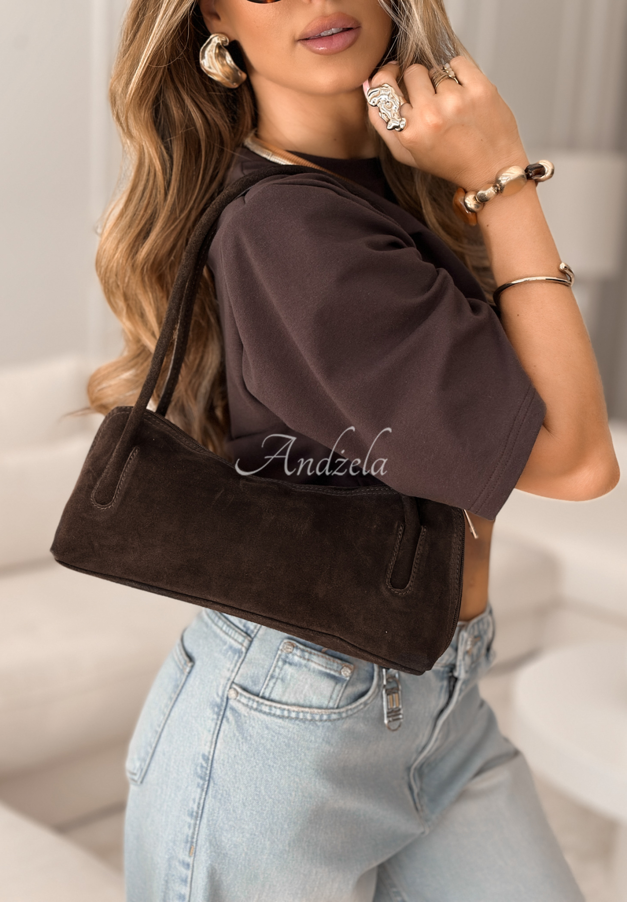 Feel The Freedom chocolate suede handbag